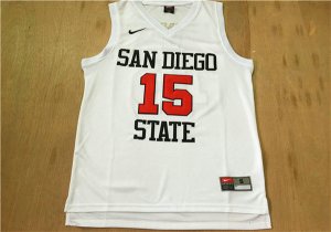 Maillot De Basket NCAA San Diego State University Kawhi Leonard 15 Blanc